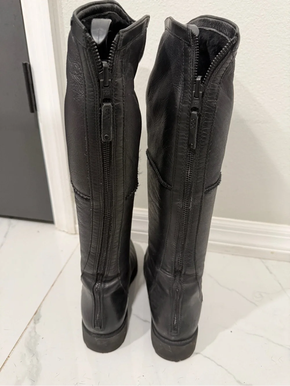 UGG Black Tall Leather Winter Boots